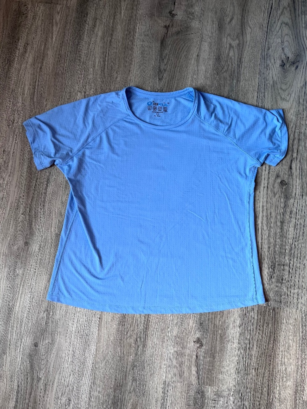 IBKUL Shirt Womens XL Crew Neck Tee Blue Athletic Stretch Performance